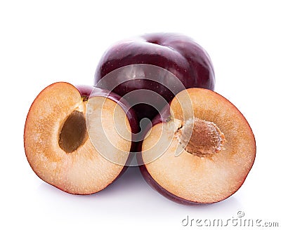 Plums isolated on white background Stock Photo