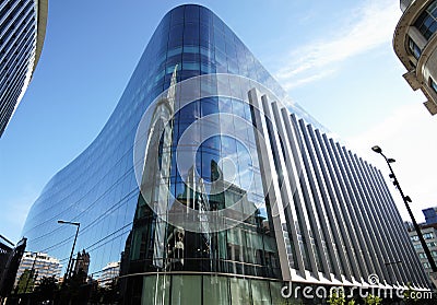 Plumtree Court is Goldman Sachs`s London headquarters office building at 70 Farringdon Street and 25 Shoe Lane in London Editorial Stock Photo