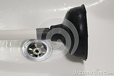 Plunger rubber drain water pipe jam clean Stock Photo