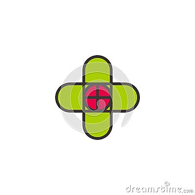 plus medical pill medicine outline symbol logo vector Vector Illustration