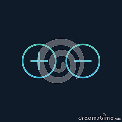 Plus minus and active passive web buttons, add or delete remove icons. Stock Vector illustration isolated on blue background Cartoon Illustration