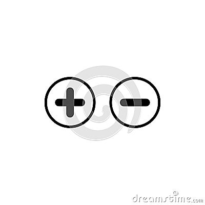 Plus and minus button icon logo isolated on white background Vector Illustration