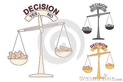 Plus and Minus on Decision Scale Vector Illustration