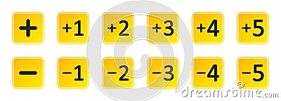 Plus and minus icon. Sign of plus for mark and add more number. Symbol of minus for web button. Logo with 1, 2 and 3 number for Vector Illustration