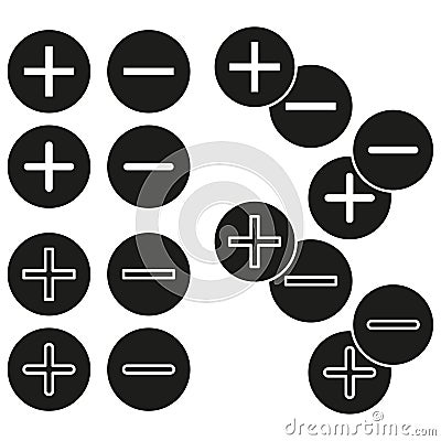 Plus minus icon. Zoom button symbol. Scale adjust image. Vector control sign. Vector Illustration