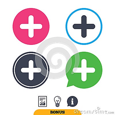 Plus sign icon. Positive symbol. Vector Illustration