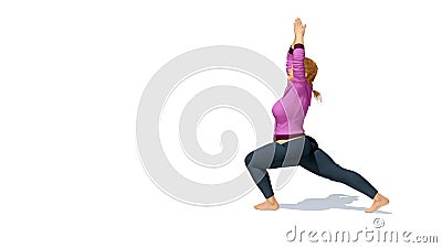 Plus size blonde woman in warrior pose yoga Cartoon Illustration