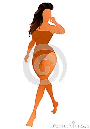 Cute tanned woman dressed in swimsuit. Vector illustration. Vector Illustration