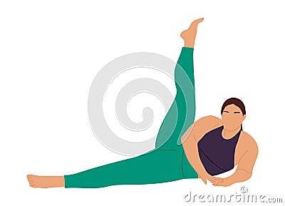 Plus size curvy girl doing sport exercise vector. Vector Illustration