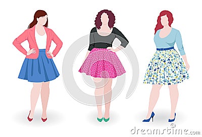 Plus size fashion women Vector Illustration