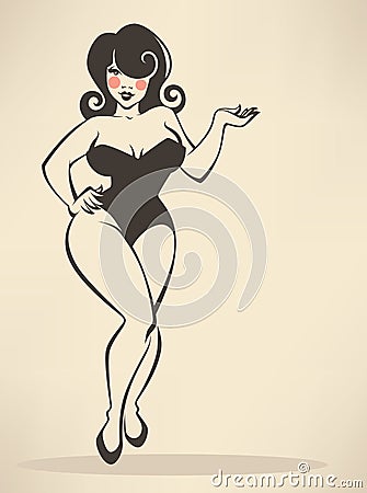 Plus size pin up girl Vector Illustration