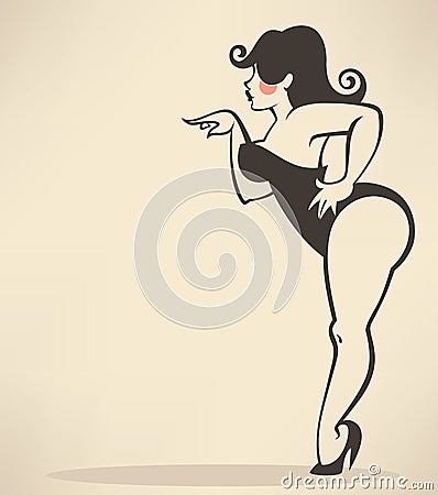 Plus size pinup Vector Illustration