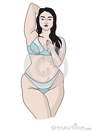plus size woman body illustration Cartoon Illustration