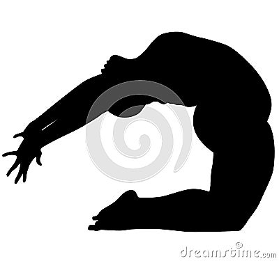 Plus Size Women. Fat / chubby woman trains sport aerobics, does yoga. Silhouette Stock Photo