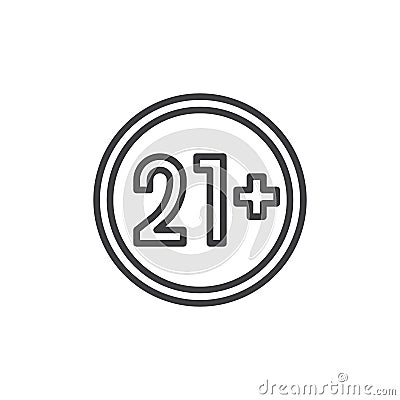 21 plus years old sign line icon Vector Illustration