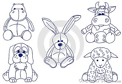 Plush animals Vector Illustration