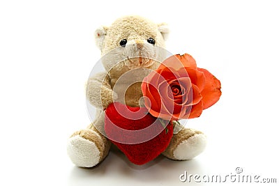 Plush bear with dear symbol Stock Photo