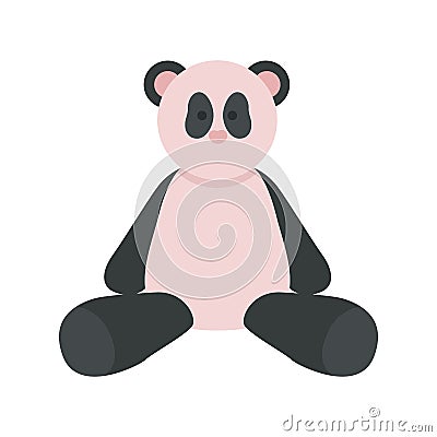 Plush panda animal semi flat color vector object Vector Illustration