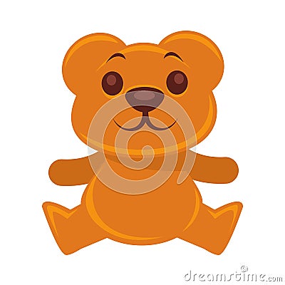 Plush teddy bear vector illustration isolated on white. Cartoon animal Vector Illustration