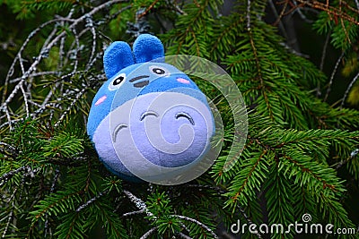 Plush toy creature Totoro from cult Japanese anime movie My Neighbor Totoron Editorial Stock Photo