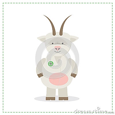 Plush toy goat printed sewn toy Vector illustration Vector Illustration