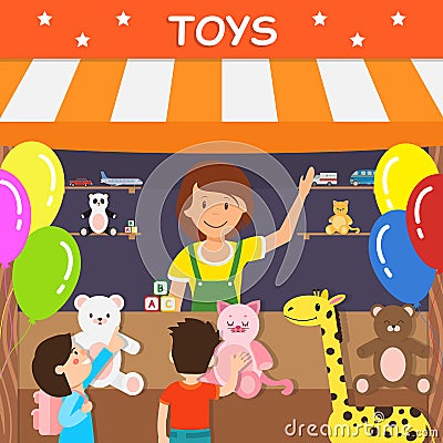 Plush Toys Sale Business Flat Vector Illustration Vector Illustration