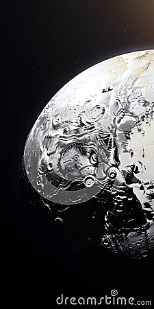 The Enigmatic Beauty Of Pluto: A Black And White Fluid Glass Sculpture Stock Photo