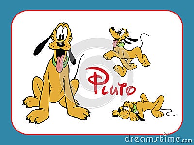 Pluto disney cartoon illustration vector editorial set Vector Illustration
