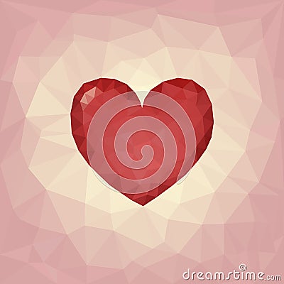 Plygon heart on triangle background. Vector Vector Illustration