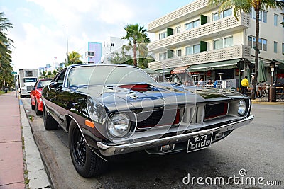 1973 Plymouth Barracuda in Miami Beach Editorial Stock Photo