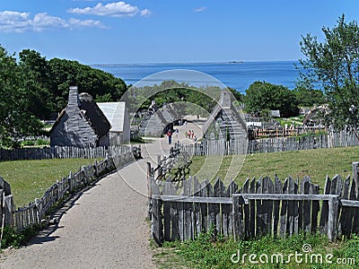 Plymouth, Massachusetts, historical recreation of the pilgrim settlemen Editorial Stock Photo