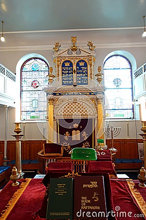 Plymouth Orthodox Ashkenazi Synagogue England. Interior Editorial Stock Photo