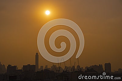 2.5 pm dust that floats above the city of Bangkok Stock Photo