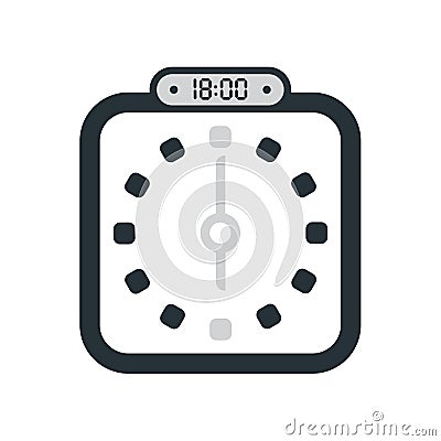 The 18:00, 6pm icon isolated on white background, clock and watch, timer, countdown symbol, stopwatch, digital timer vector icon Vector Illustration
