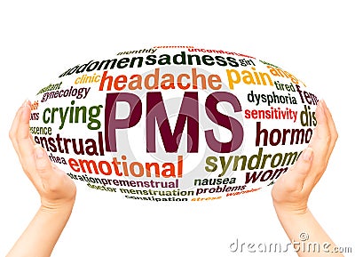 PMS word cloud hand sphere concept Stock Photo