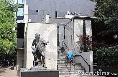 PNC Plaza, Willie Nelson statue, entrance to Austin City Limits, Austin Texas, USA Editorial Stock Photo