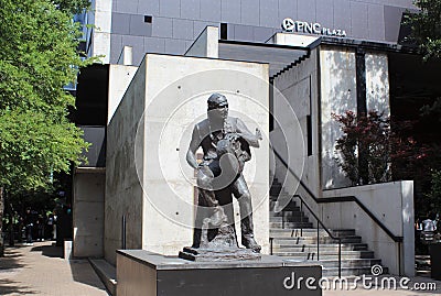 PNC Plaza, Willie Nelson statue, entrance to Austin City Limits, Austin Texas, USA Editorial Stock Photo