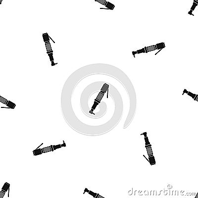 Pneumatic screwdriver pattern seamless black Vector Illustration