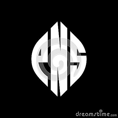PNS circle letter logo design with circle and ellipse shape. PNS ellipse letters with typographic style. The three initials form a Vector Illustration