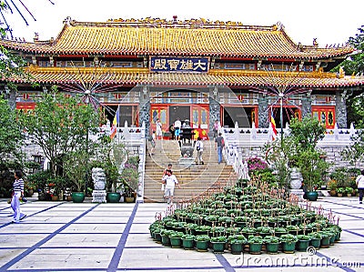 Po Lin Monastery on the island of Lantau in Hong Kong Editorial Stock Photo