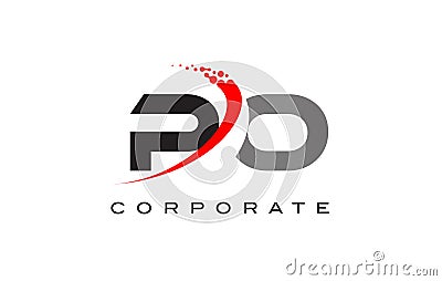 PO Modern Letter Logo Design with Swoosh Stock Photo