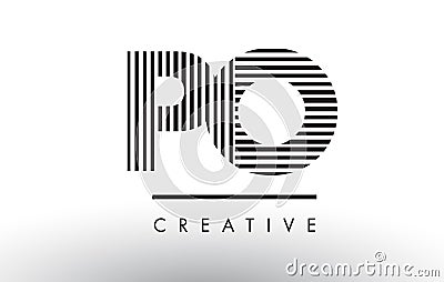 PO P O Black and White Lines Letter Logo Design. Vector Illustration