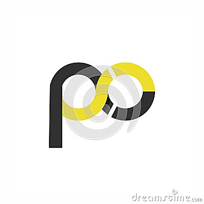 Po, pc, pxc, op, cp initials geometrical rounded logo and vector icon Vector Illustration