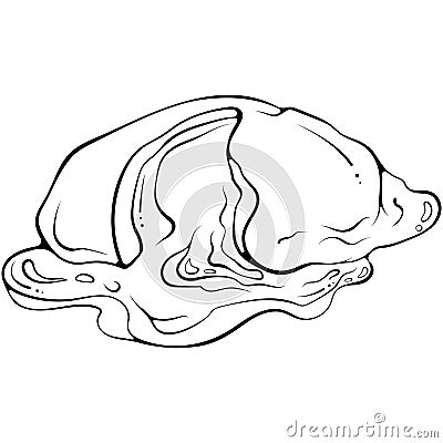 Poached egg line art Vector Illustration