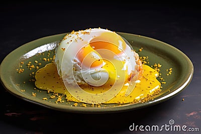 poached egg with runny yolk on a plate Stock Photo