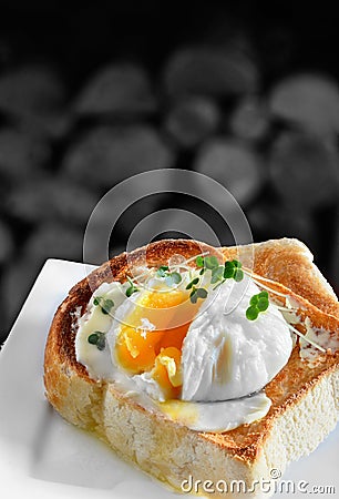 Poached Egg On Toast Stock Photo