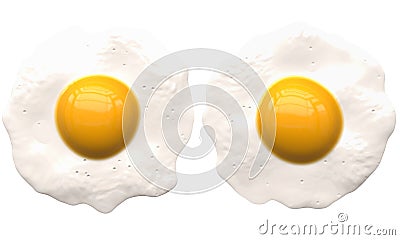 Poached eggs isolated on white - 2 separated Stock Photo