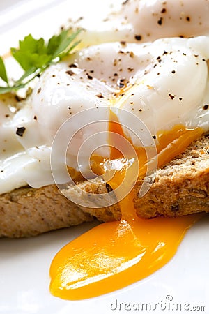 Poached Eggs on Toast Stock Photo