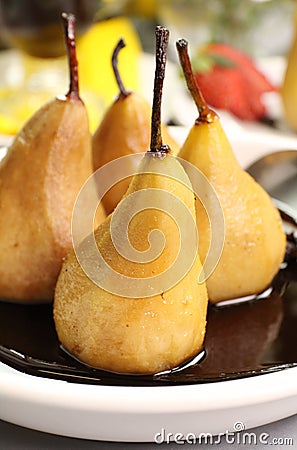 Poached Pears Stock Photo