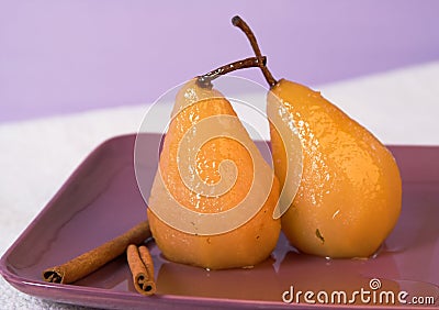 Poached pears Stock Photo